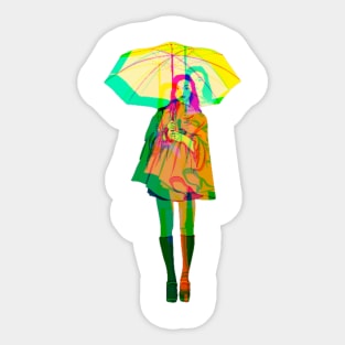 A woman with an umbrella Sticker